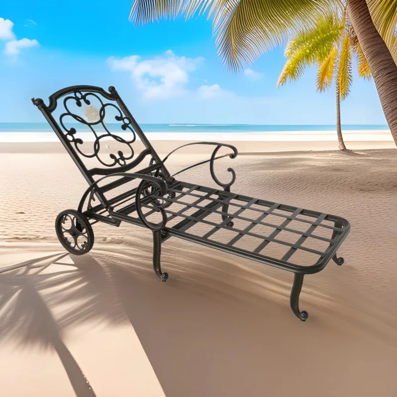 Outdoor beach chair, cast aluminum lounge chair, outdoor garden villa hotel, pool bed, beach lounge chair, balcony chair