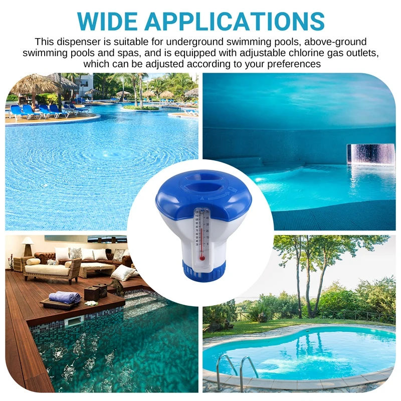 

5PCS Swimming Pool Floating Chlorine Tablet Dispenser With Thermometer Automatic Pills Box Spa Pool Accessories