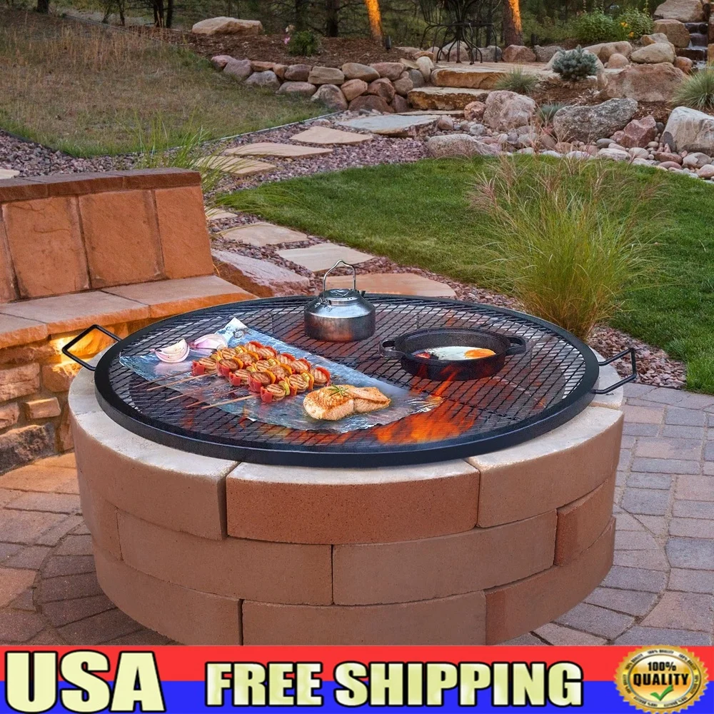 

36 Inch Heavy-Duty Steel Fire Pit Grill Grate Portable Cooking Mesh Ideal Camping BBQ Picnic Outdoor Cooking
