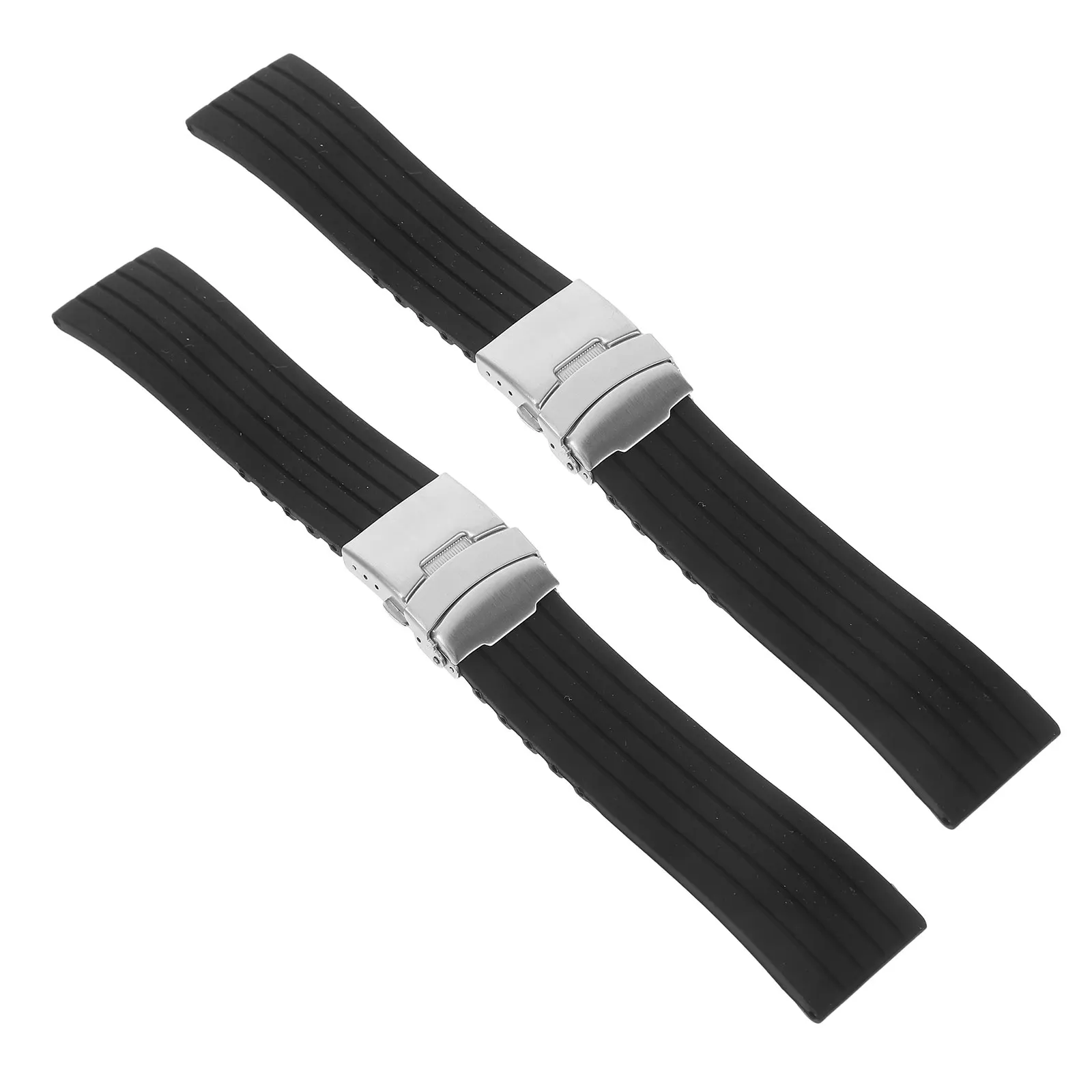 

2 Pcs Waterproof Watch Wristband Belt Replacement Foldable Stripes Design