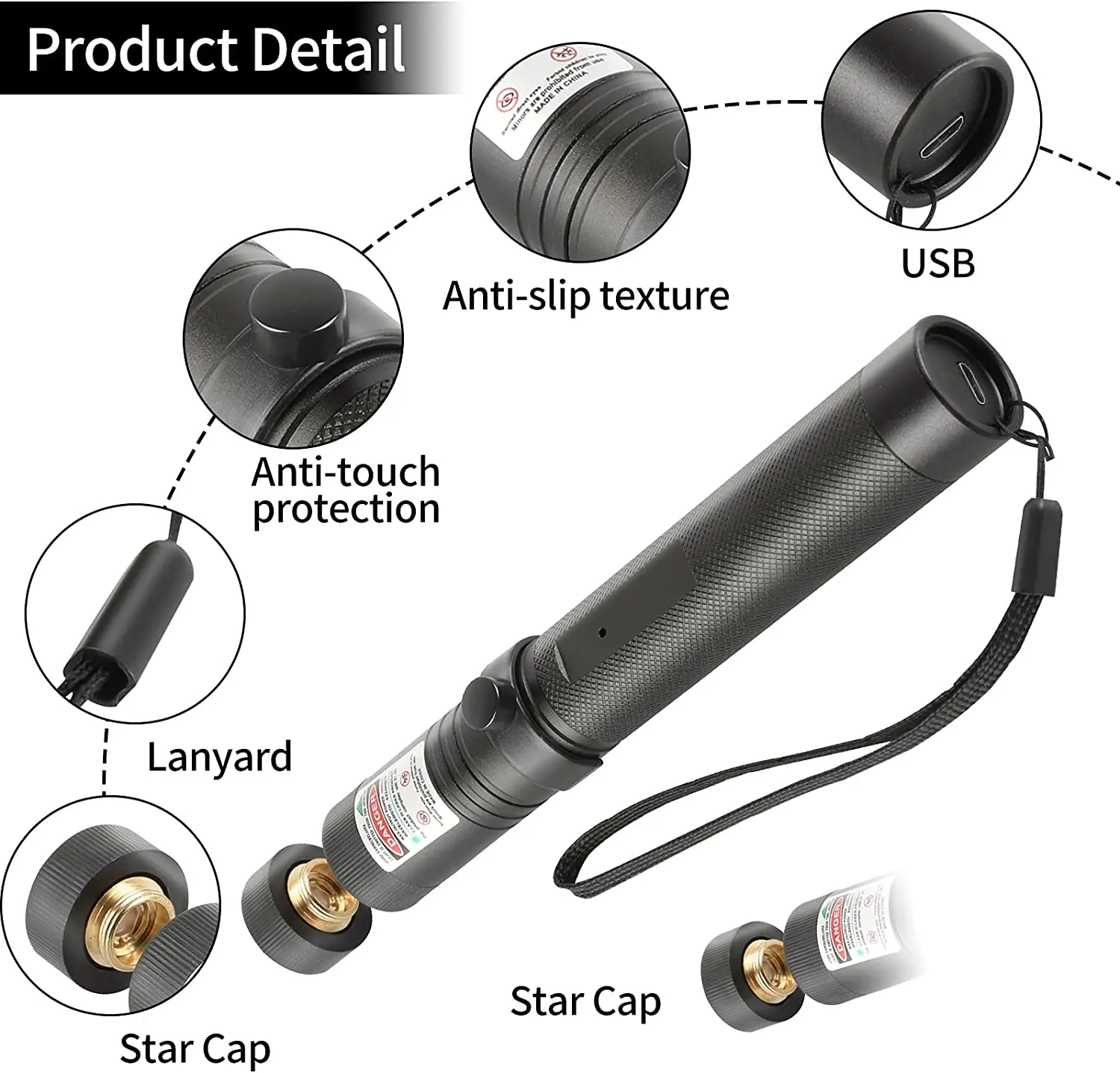 303 녹색 레이저 포인터 펜, USB 충전식 장거리 고출력 녹색 레이저 액세서리, 고양이 장난감 토치 펜 포인터