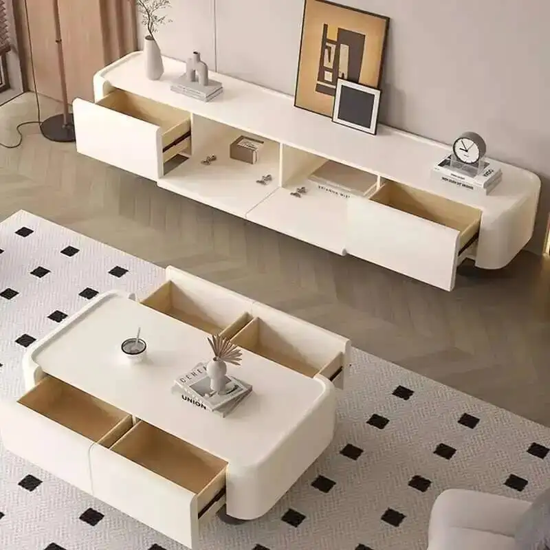 غرفة المعيشة البيضاء تلفزيون تقف المحمول الحديثة عرض أدراج فاخرة طاولة تلفاز أفلام مصمم تخزين Suporte Para Tv أثاث المنزل #1