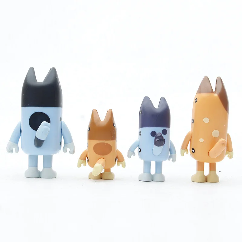 Bluey 피규어 귀여운 강아지 산적 칠리 빙고 인디 클로이 애니메이션 액션 피규어 움직일 수있는 관절 모델 인형 장식품 어린이 장난감 선물