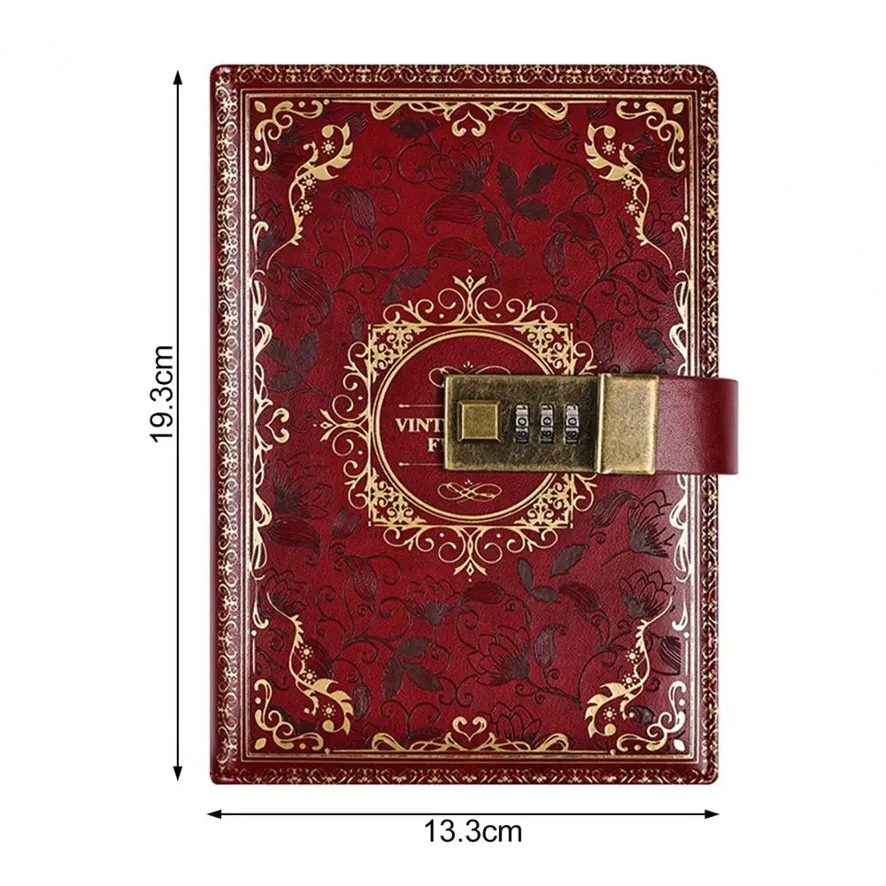 Journal Book Vintage Lock Journal with Digital Combination Lock Pen Retro Style Diary Planner for Students A5 Pu Leather for Men