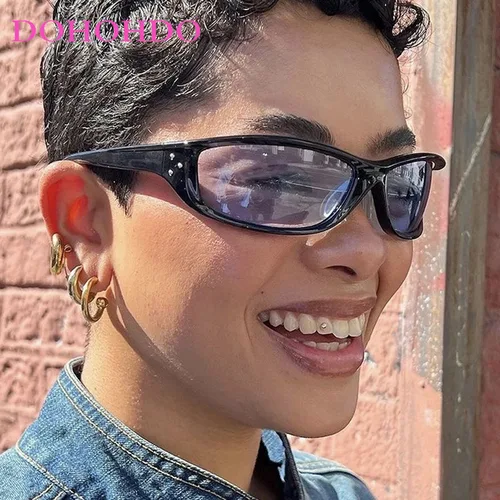 Imagen 2 del producto 2025 Diseño de marca de lujo Retro Color caramelo Y2K Punk gafas de sol mujeres moda remaches deportes al aire libre Punk hombres tendencia gafas de sol