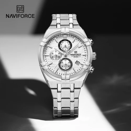 Imagen 1 del producto NAVIFORCE, cronógrafo de cuarzo para hombres de negocios, elegante, salvaje, resistente al agua, indicador de fecha, reloj de pulsera para hombre, relojes de hombre de alta calidad NF8042