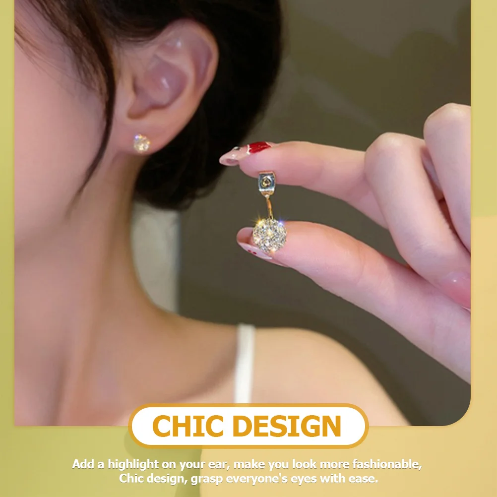 

1Pair Back Hook Zircon Earrings Chic Tiny Studs Crystal Rhinestone Ear Piercing Jewelry Fashion Earrings for Women