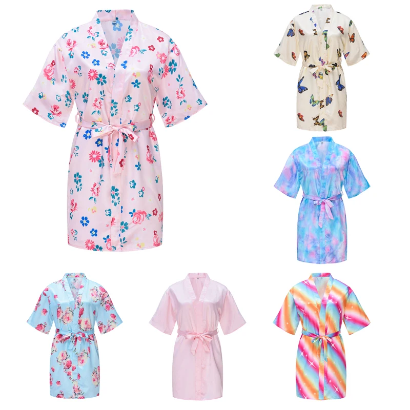 

2-14 Years Teenagers Spring Summer Girls Nightgown Cartoon Fashion Little Princess Pajamas Belted Homewear Children's Clothing