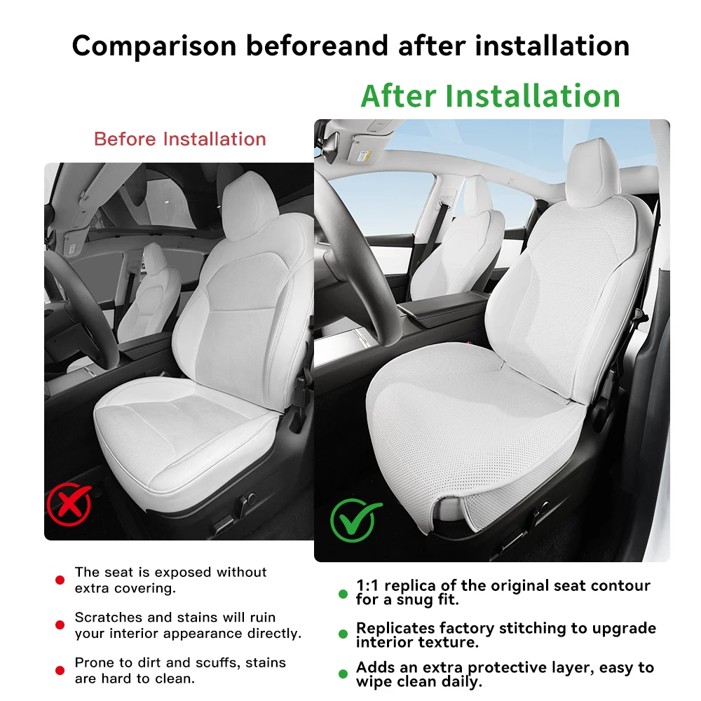 YZ For Tesla Model Y YL Juniper 2026 PU Leather Seat Cushion Full Set Ventilated Breathable Split Seats Covers All Season Access