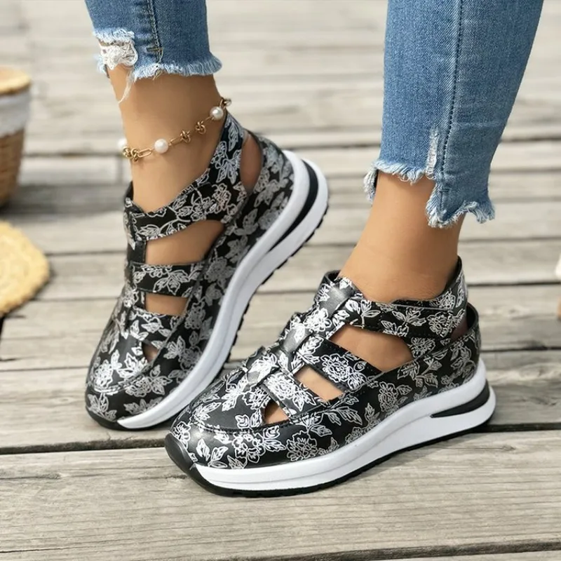 

Summer New Women Sandals Strap Closed Toe Office and Career Solid Wedge Shoes for Women High Quality Buckle Sandals Women New