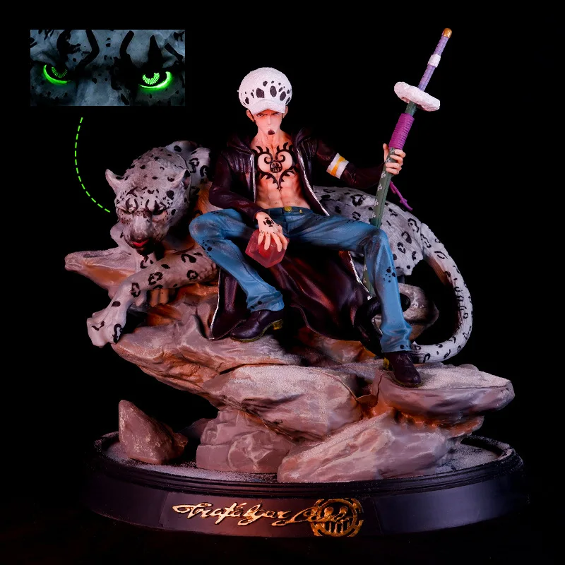 

27cm Anime One Piece Figure GK Trafalgar D. Water Law Snow Leopard Action Figures PVC Luminescence Model Statue Collection Gift