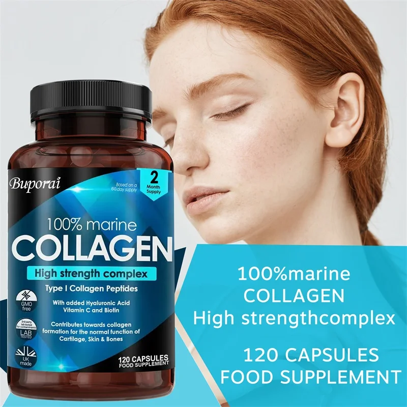 

Complex Collagen Capsules Brighten Skin Tone and Help Joint, Cartilage and Cardiovascular, Skin, Hair, Nails & Digestive Health