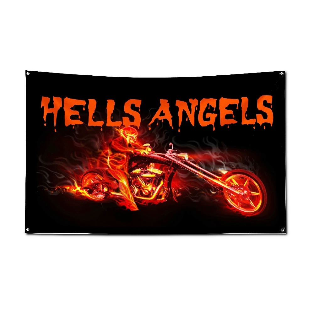 2024 H-Hells Angels MC Flag Polyester Printed Racing Motorcycle Banner For Decor