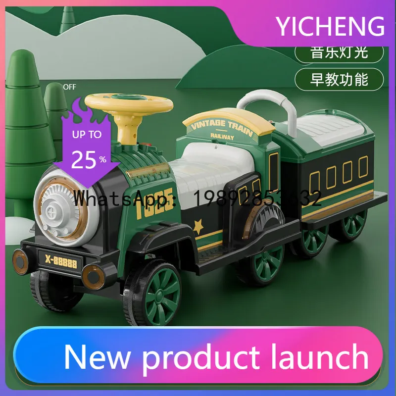 

Детский электромобиль на пульте управления для мальчиков и девочек, четырехколесная игрушечная машинка, двухместный детский электромобиль