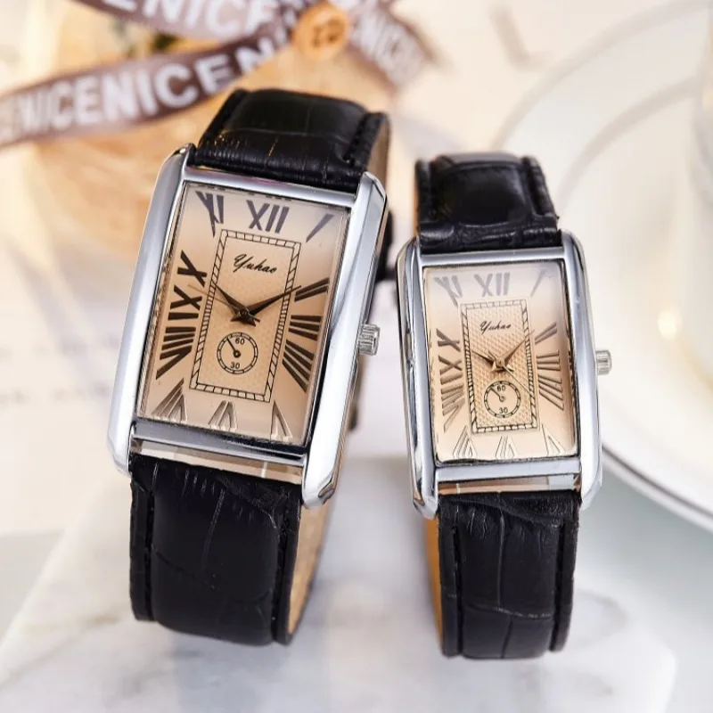 Couple Luxury Quartz Watch, Rectangle Dial Gift