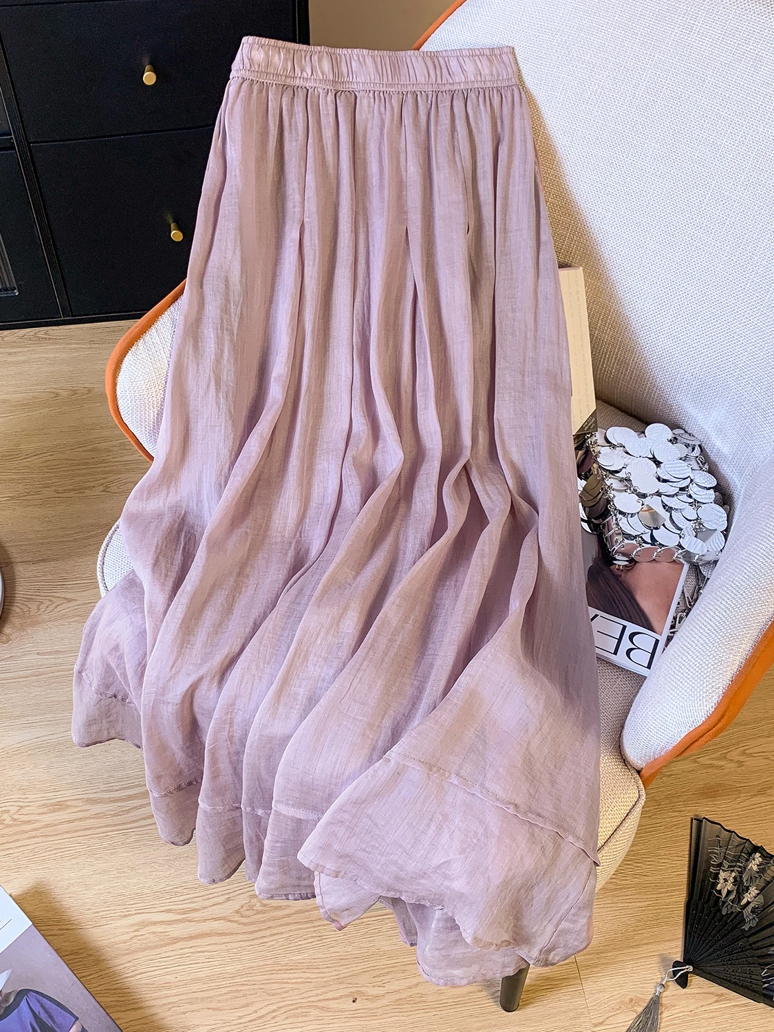 

Ретро-юбка А-силуэта женская, весна 2025, художественная, для повседневной носки, с высокой талией, длинная, винтажная, в стиле фей, без бирки