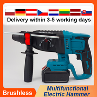 26mm Blue Brushless Electric Hammer Drill Multifunctional Rotary Cordless Rechargeable Power Tools For 21V Battery Plug Type: EU