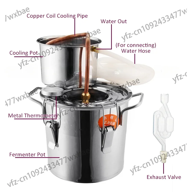 Moonshine copper Alcohol distiller with circulation pump, essential oil, Brandy, wine, water 6L/2gal making Kit