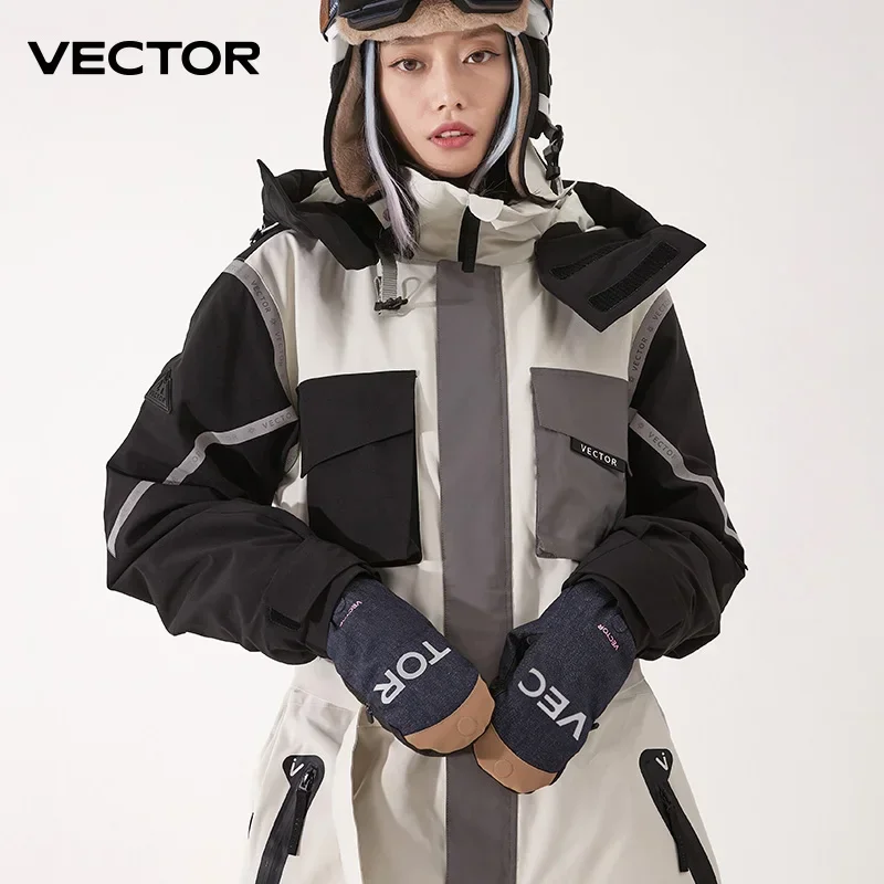 Vector Women\'s Men\'s Outdoor Double Board Snowboarding Waterproof Wear-resistant Semi Detachable Gloves 3M Cotton