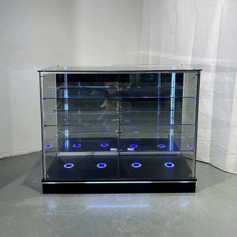 Keway Wholesale Custom Lockable Sliding Door Vitrine Perfume Display Cabinet Retail Shop Tempered Glass Display Cabinet