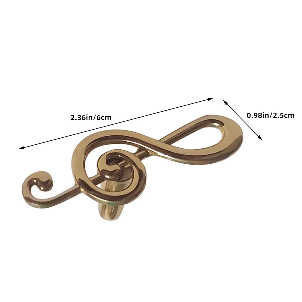2Pcs Brass Music Note Drawer Pulls Retro Cabinet Knobs for Dresser Wardrobe Kitchen Cabinet Bedside Table Furniture