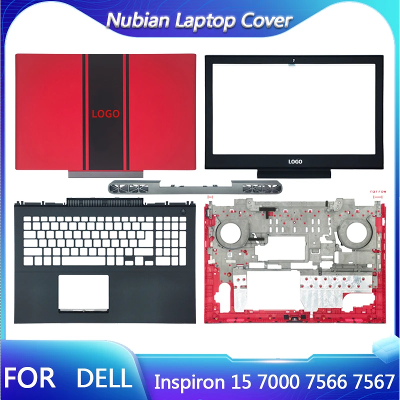Laptop Lcd Tampa Traseira Moldura Frontal Palmrest Base Inferior Tampa da Porta Inferior Dell Inspiron 15 7000 7566 7567 Novo