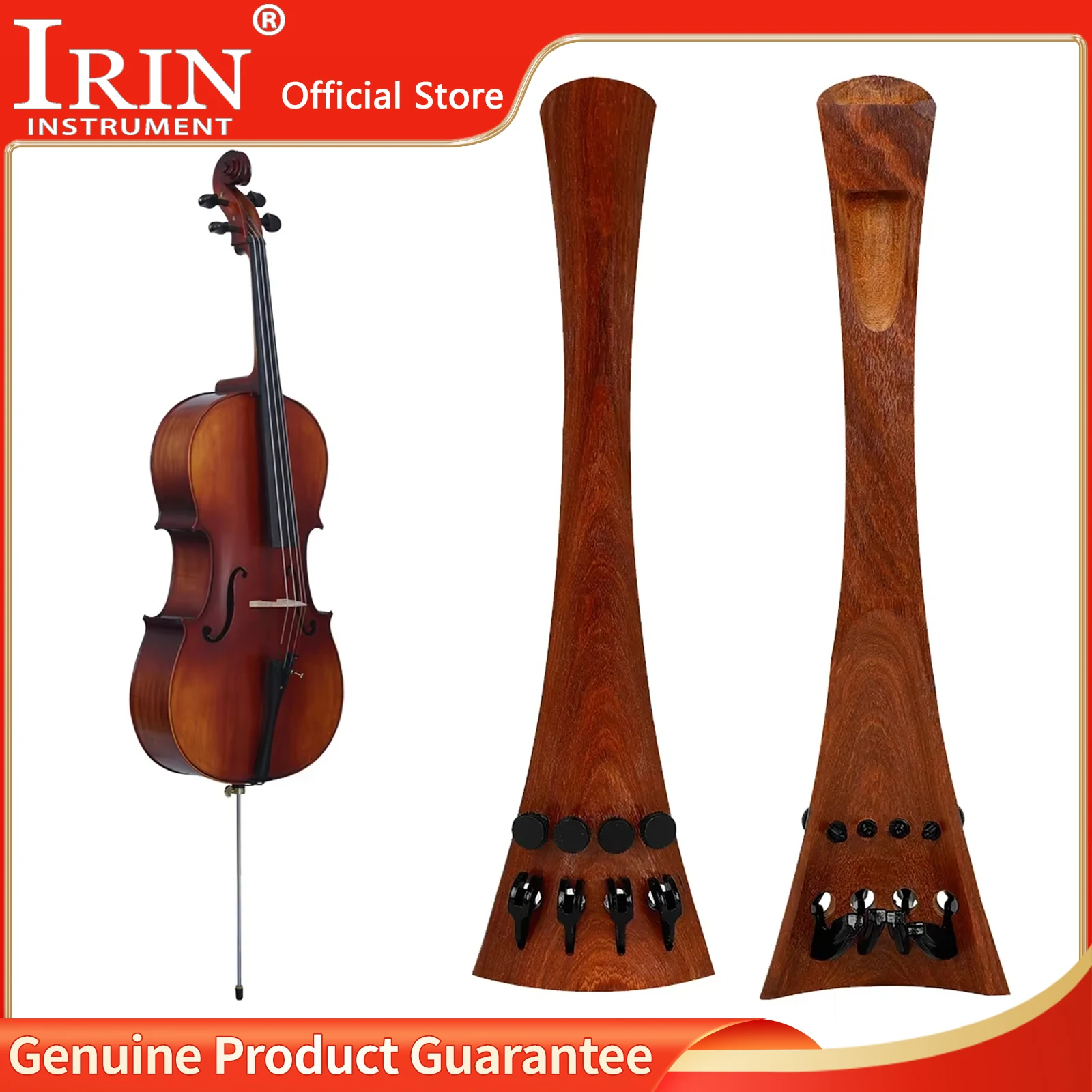 Cello Tailpiece Superior Quality 4/4 Cello Redwood String Plate with Adjustable Four Fine Tuners String Instruments Accessories