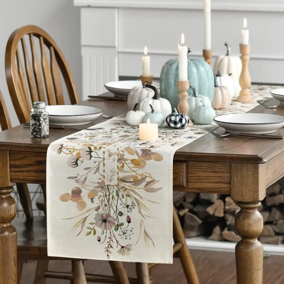 VIKAMA Vintage-Tischdecke mit Blumenmuster, schmutzabweisend, perfekt für Feiertage, Küche, Esszimmer und Heimdekoration