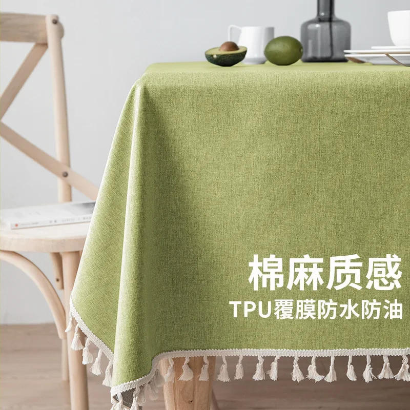 Tablecloth Is Waterproof, Oil-proof, Anti-scalding, No-wash, Small Fresh Coffee Table, Dining Table Cloth, Cotton and Linen