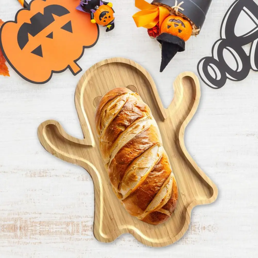 Halloween Ghost-shaped Party Plates Halloween Ghost Shaped Wooden Dinner Plates for Harvest Party Supplies Holiday for Halloween