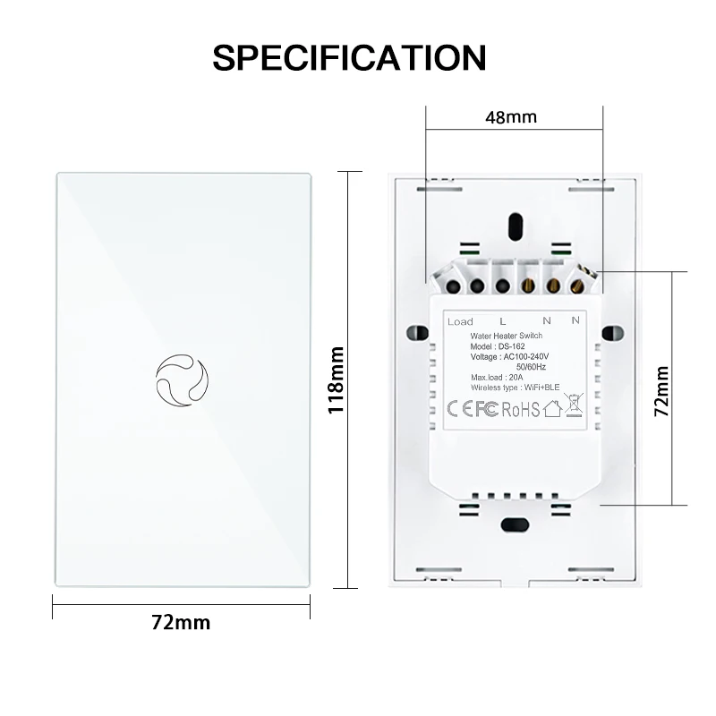 Moes WiFi interruptor de caldera Zigbee controlador de calentador de agua 20A/40A Tuya aplicación remota Control Alexa Google Home Panel de vidrio