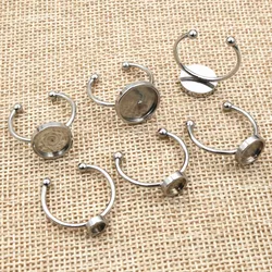 10pcs 4 6 8 10 12mm Stainless Steel Thick Adjustable Ring Settings Blank/Base,Fit 4-12mm Glass Cabochons Buttons