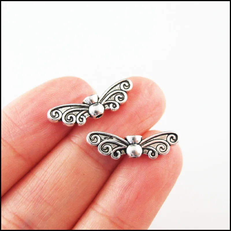 Fashion New Animal Butterfly Dragonfly Wings Angel Charms Tibetan Silver Plated Spacer Beads