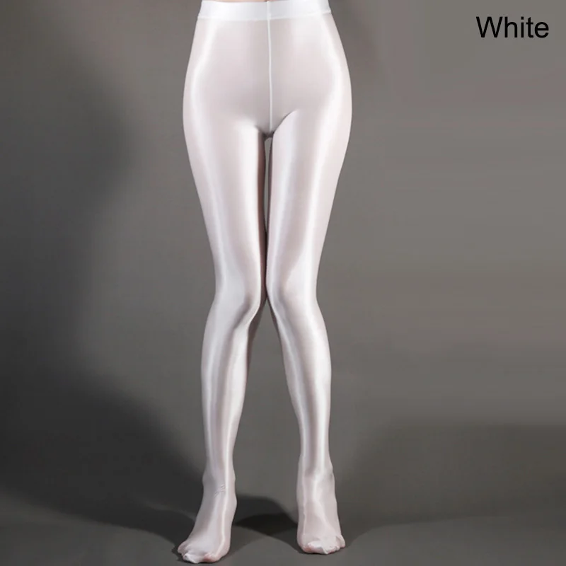 Women's Dance Fitness High Elastic Stockings Shiny Glossy Pantyhose Transparent Leggings Rompers Tights