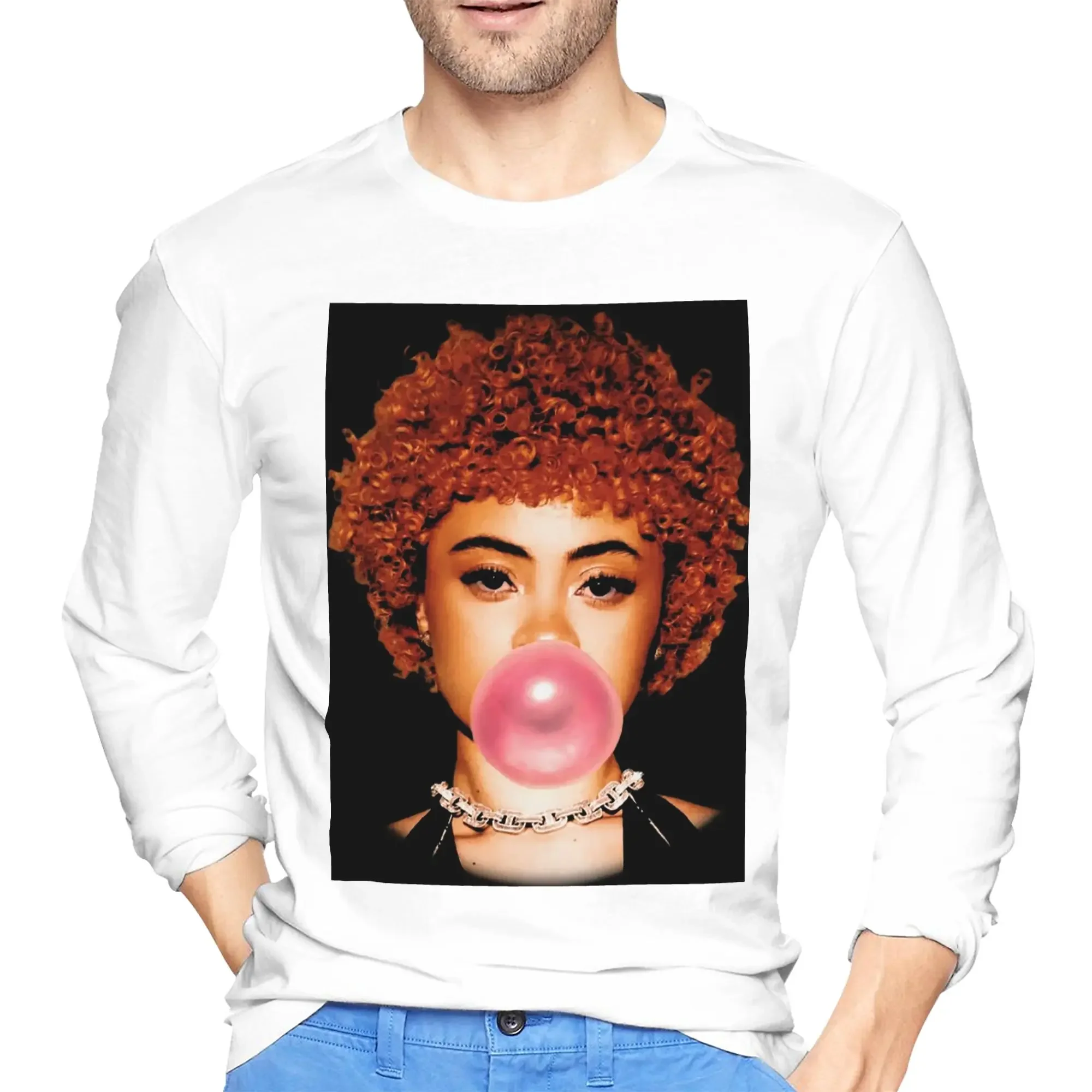 

Ice Spice Men's Long Sleeved T-shirt Breathable Round Neck T shirts Spring and Autumn Men tops