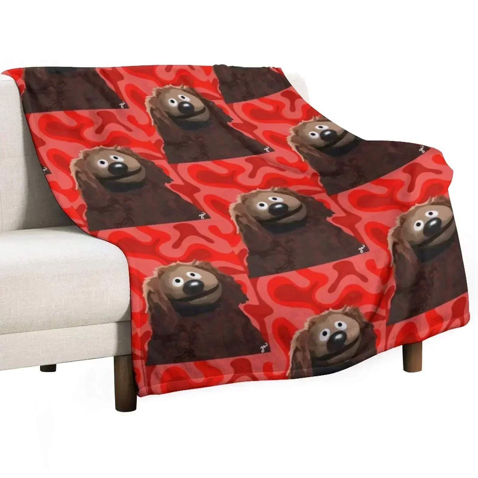 Rowlf The Dog painting portrait (version 1/3 - Red background) Throw Blanket Loose Thins Furrys Blankets