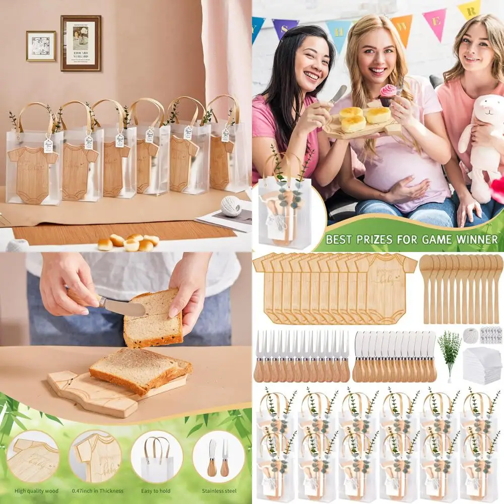

12-Piece Bodysuit-Shaped Cheese Board Set with Cutlery for Baby Shower and Bridal Party Favors