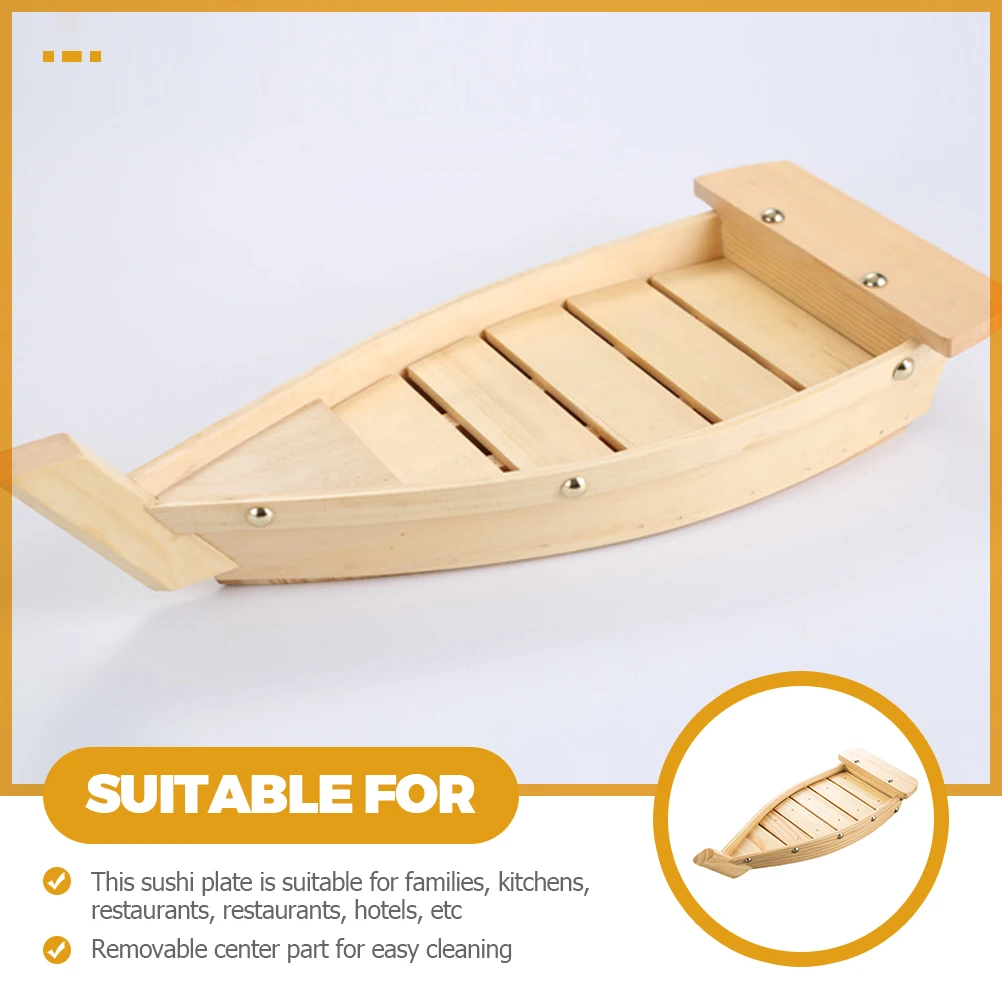 

Sushi Plates Wooden Boat Decorative Decoration Hair Serving Dish Sashimi Beige Display