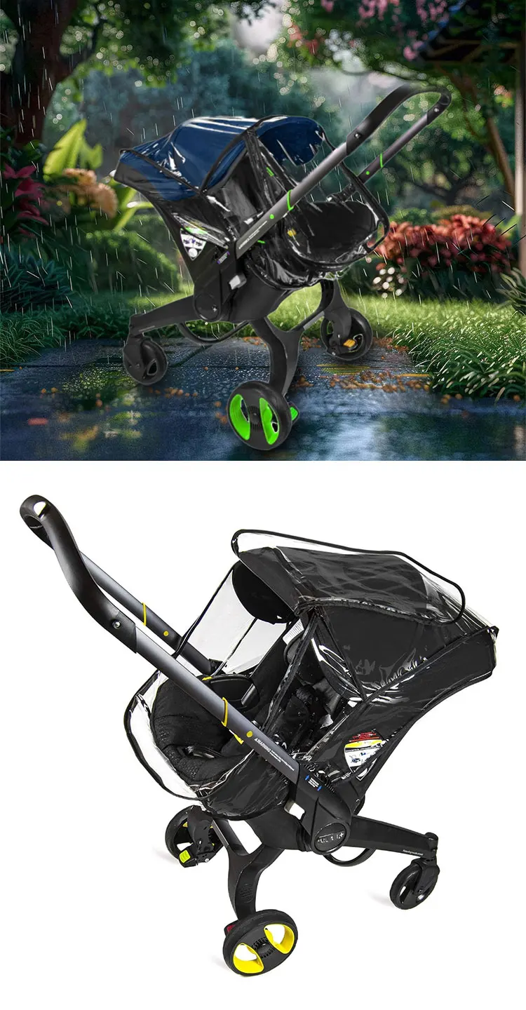 Kinderwagen Regenmantel verdickt transparente PVC Vision Regenschutz für Doona & Foofoo Kinderwagen 3 in 1 Kinderwagen Zubehör – Detail 4