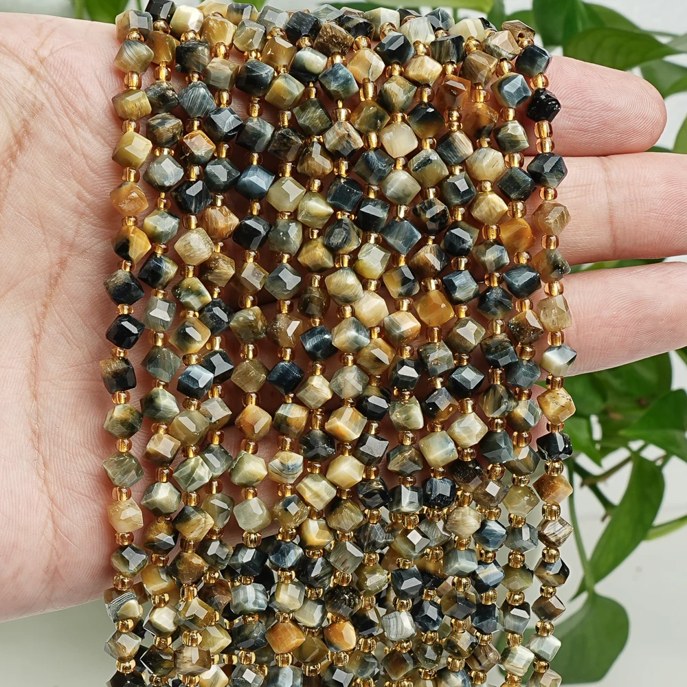 Natural Stone Beads﻿ Golden Blue Tiger Eye Loose Spacer Strands For Jewelry Making Diy Bracelt Necklace Accessory Findings