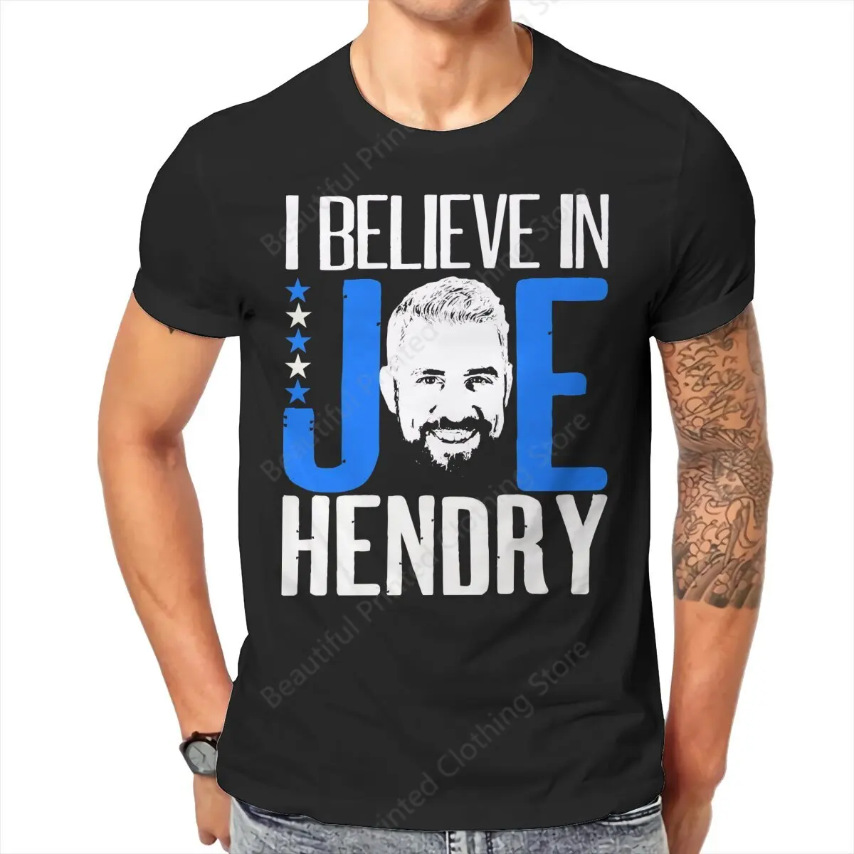 Nuevo modelo 100% Camiseta de algodón Creo en Joe Hendry 2025 Camisetas estampadas transpirables para hombres y mujeres Camiseta corta suelta d