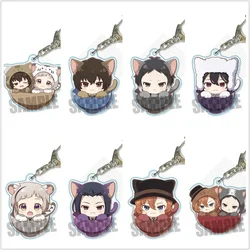 Anime Akutagawa Ryuunosuke Nakahara Chuuya Keychain Doll Nakajima Atsushi Acrylic Keyring Pendant for Gift
