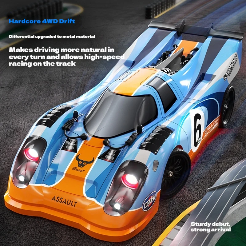 SG918 Coche de derrape RC de alta velocidad, escala 1:16, modelo de coche con Control remoto con luces, regalo de Navidad Ideal para niños, carrera plana