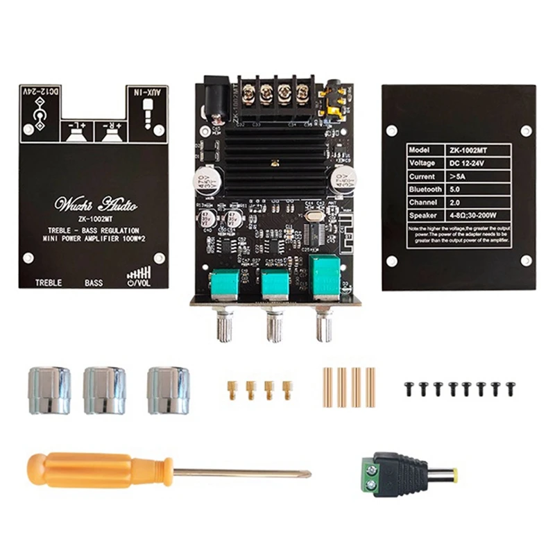 

ZK-1002MT Bluetooth 5.0 Subwoofer Amplifier Board 2X100W 2.0 Channel High Power Audio Stereo Amplifier Board