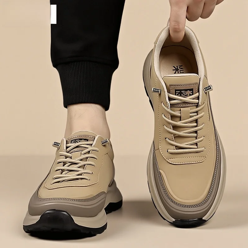 

Мужская повседневная спортивная одежда без шнуровки Mulinan, мягкая ботинка из дышащей кожи, удобная стелька из искусственной кожи с круглым носком