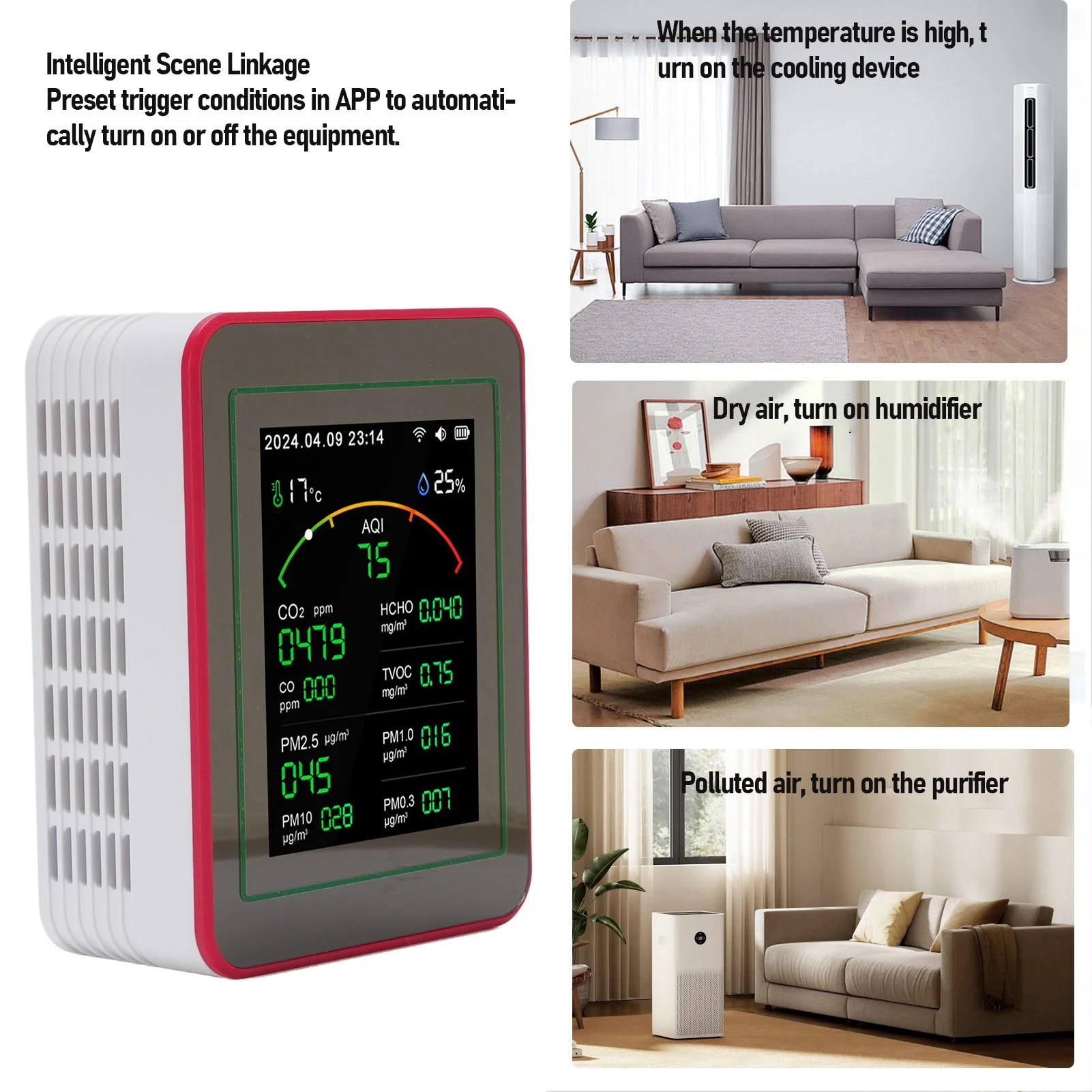 18 in 1 Air Quality Meter Air Quality Meter Accurate Reading Tester Easy To Read Type C Charging with Data Storage for Home