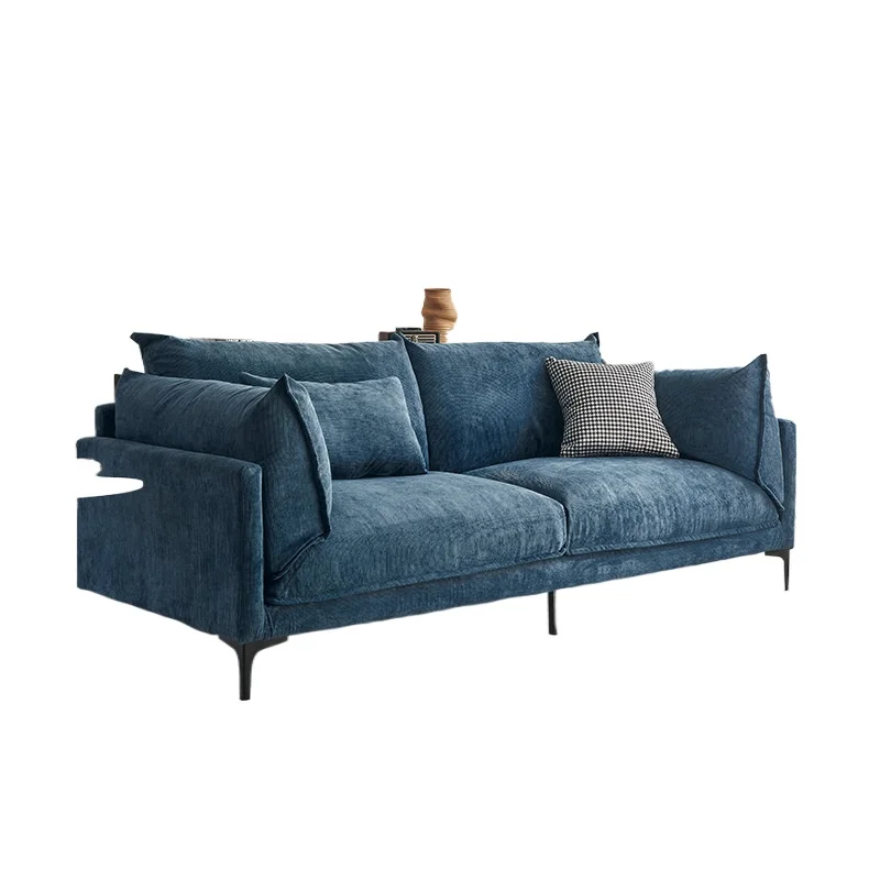

Fabric sofa living room small apartment modern simple straight row three people