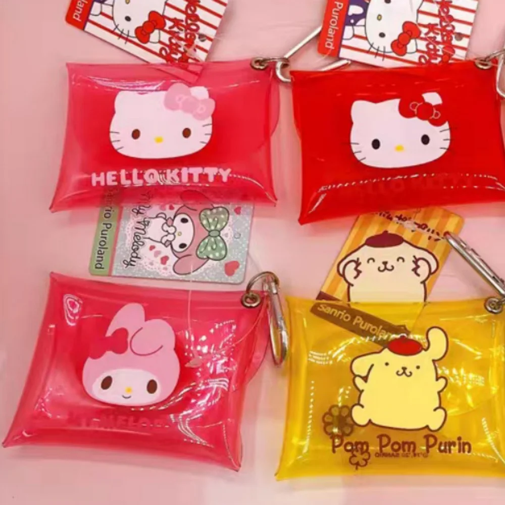 

Anime Sanrio Hello Kitty Kuromi Melody Pvc Transparent Wallet Cartoon Cinnamoroll Student Bus Card Id Cards Storage Bag Gifts