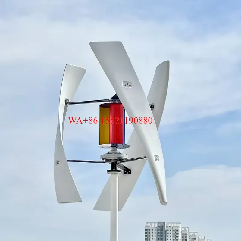 WMWMNU 5KW Wind Turbine Generator and 5KW Solar Panel Hybrid Power System with Battery Bank Free Alternative Energy 5kwh for