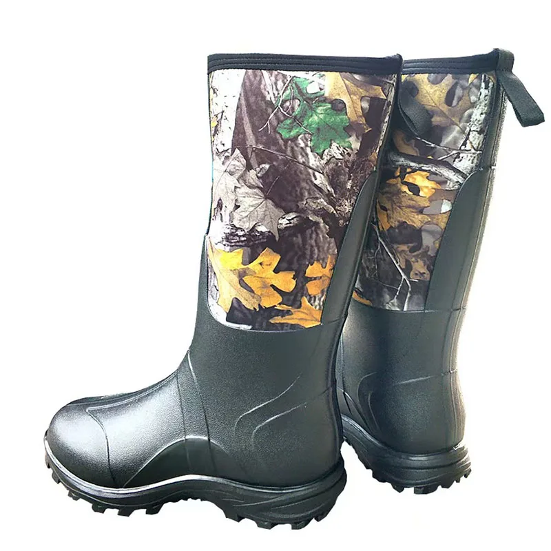 Camouflage Outdoor Rain Boots Mountaineering Hunting Water Breathable Fishing Shoes Anti-slip Wear-resistant Rubber Hunter Mens